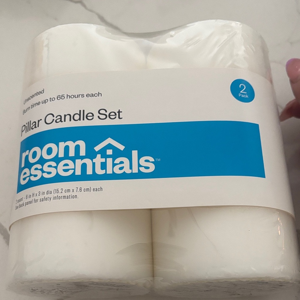 Room Essentials Unscented White Candle Pair